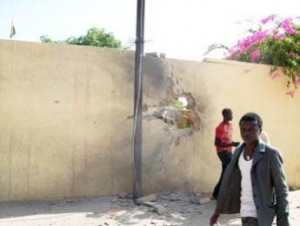 The Niamey Presidential Palace, late afternoon rocket damage
